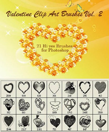 Valentine Clip Art Volume II - 21 Photoshop Heart Brushes