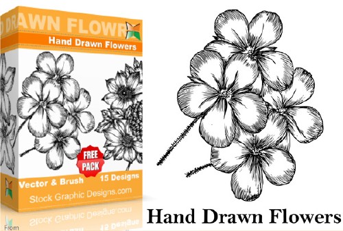 Hand Drawn Flowers Brushes Pack