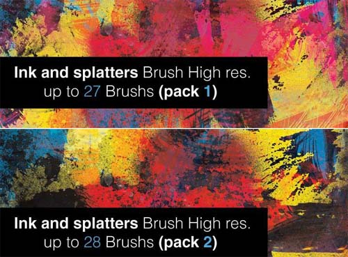 Ink and Splatter Photoshop Brushes - 2 Packs