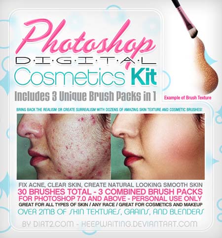 Skin and Cosmetic Brushes 3 in 1