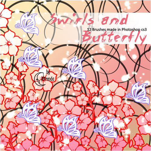 ����� ��� Photoshop - Swirls and Butterflys Brushes by Brenda