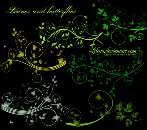 Leaves and butterflies PS Brushes