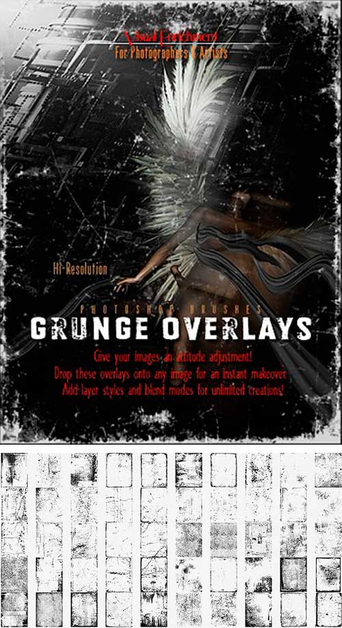 ����� ��� ������� - ��������� � ����� ����� / Brushes for photoshop - Grunge Overlay