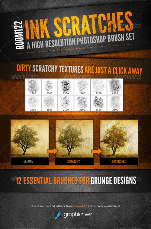 GraphicRiver - Ink Scratches Photoshop Brush Set