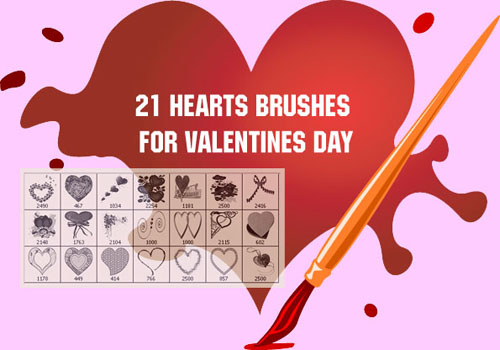 21 Hearts Brushes for Valentines Day