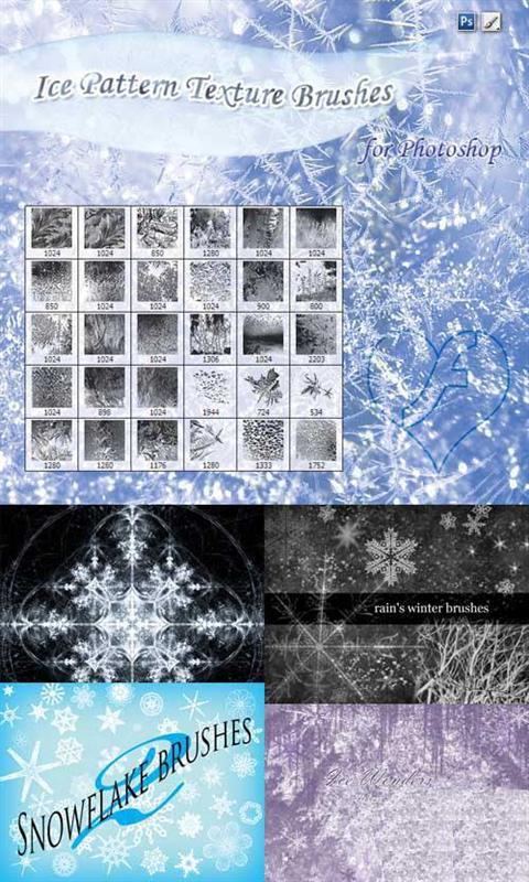 ������� �������� ��� ������� / Snow brushes for adobe photoshop