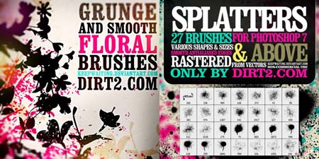 Spraypaint Splatter &amp; Floral Photoshop Brushes by KeepWaiting