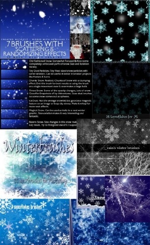 ����� ��� �������� - ��������  Snowflakes photoshop brushes