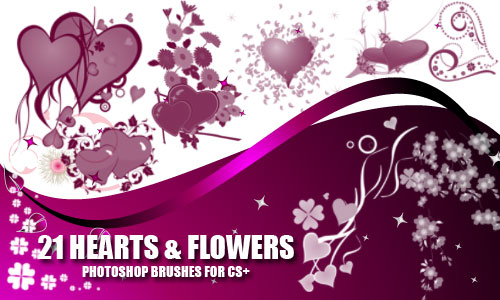����� ��� Photoshop - Heart and Flower Brushes