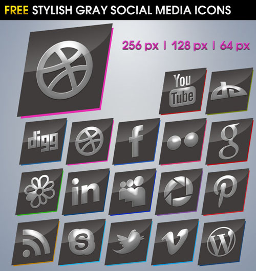 Stylish Gray Social Media Icons Stylish Gray Social Media Icons
