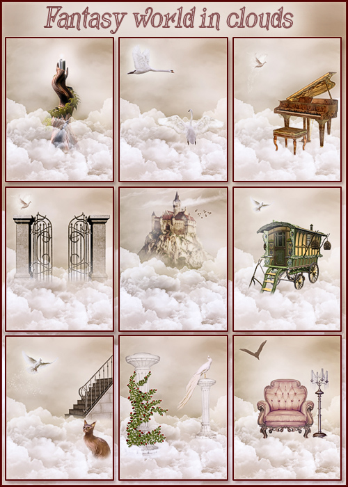 ���� "��� �������� � �������" / Fantasy World in clouds Backgrounds