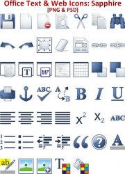 Office Text &amp; Web Icons: Sapphire. ������ � ������� PSD, ICO