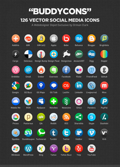 Социальные иконки в векторе - Buddycons Социальные иконки в векторе - Buddycons
