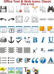 Office Text &amp; Web Icons: Classic. ������ � ������� PSD, ICO