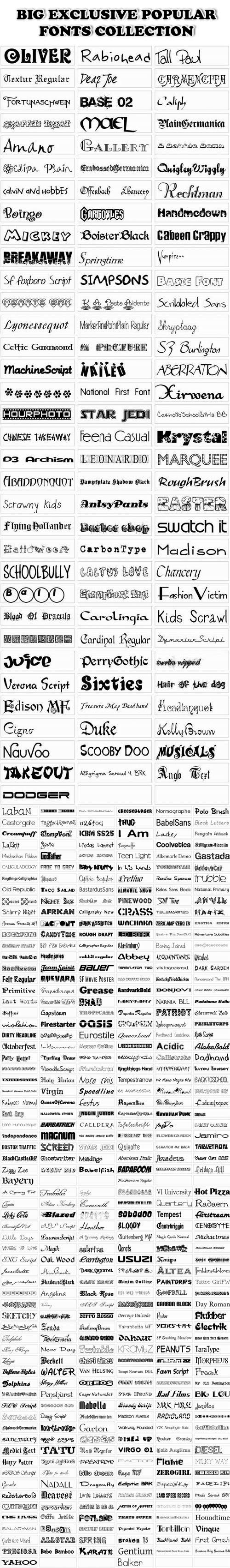 Big Exclusive Popular Fonts Collection Big Exclusive Popular Fonts Collection