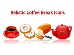 Realistic Coffee Break Icons. ������ � ������� PNG