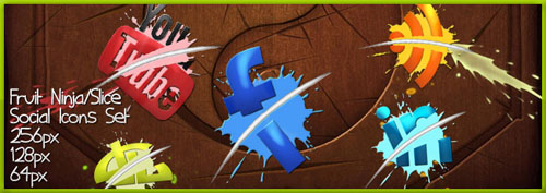 Fruit Ninja Slice Social Icons Set