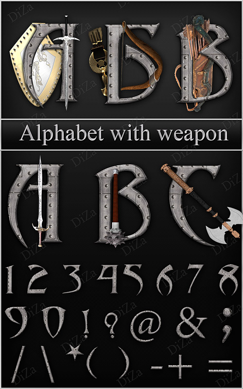 Alphabet with weapon