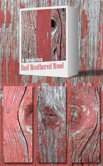 Red Weathered Wood Textures Pack
