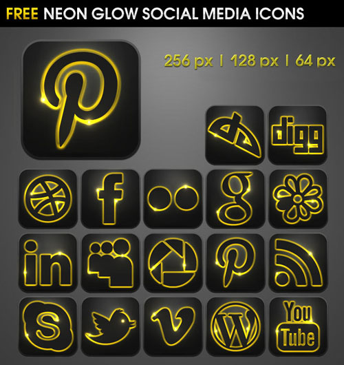 Neon Glow Social Media Icons Neon Glow Social Media Icons