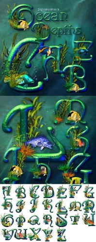 Fonts for Adobe Photoshop - The ocean Alphabet of Depths
