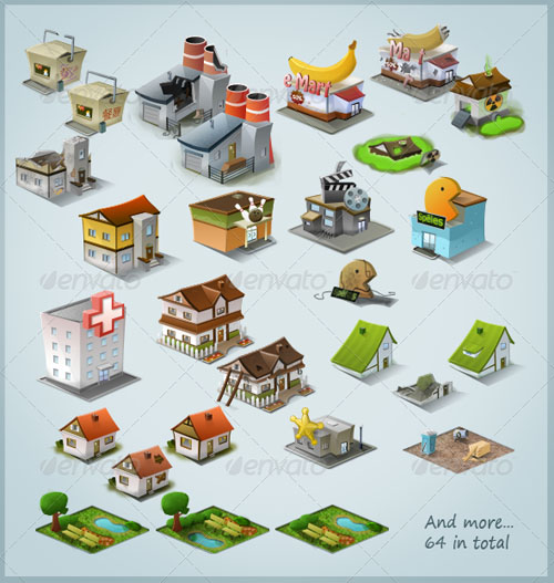 GraphicRiver - Modern Stylised Building Icon Pack (64 items)