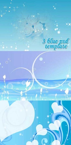 3 blue psd template