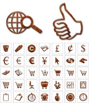 ���������� ������: ������� / Wooden Icons: Business (249PNG)