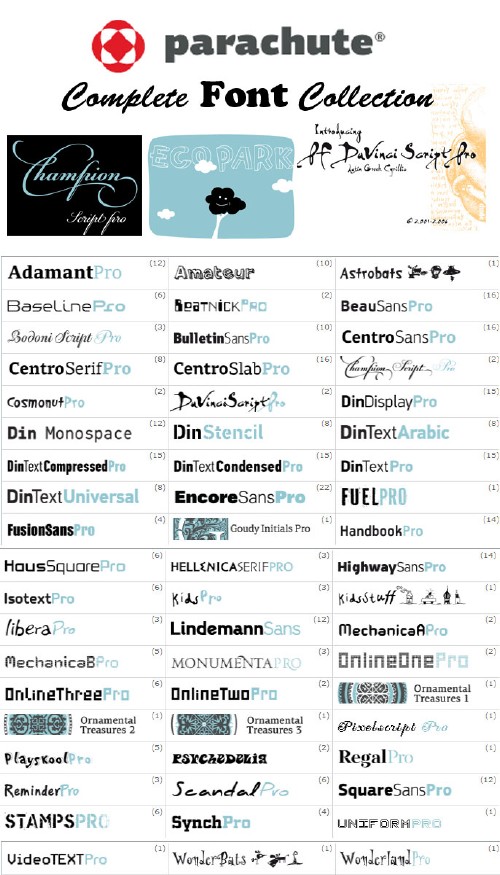Complete Parachute Font Collection