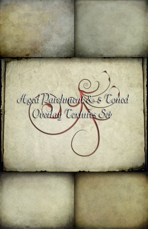 Aged Parchment and 5 Toned Overlay Textures Set