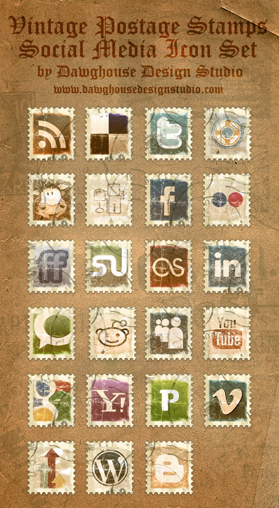 Vintage Postage Stamp Icons by Dawghouse - ��������� ������-�����