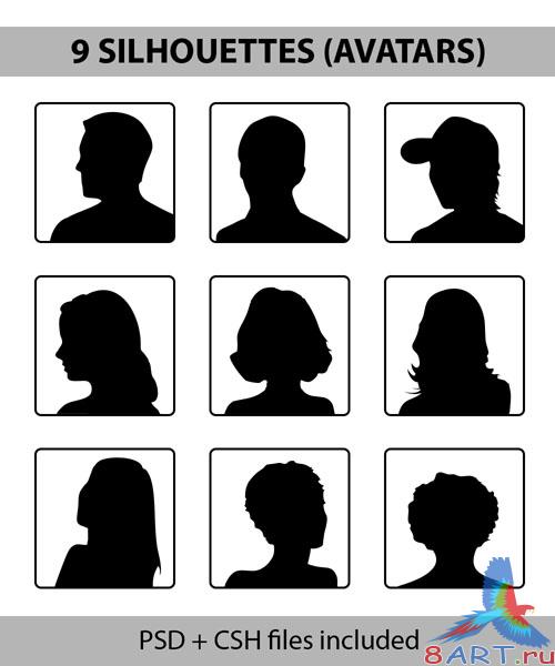 9 Silhouette Avatars