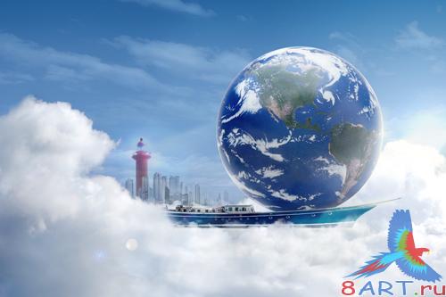 Sources - Planet on a ship in the clouds