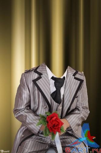 Шаблон к фотомонтажа - юноша из розой Шаблон в пользу кого фотомонтажа - мужчина почти розой