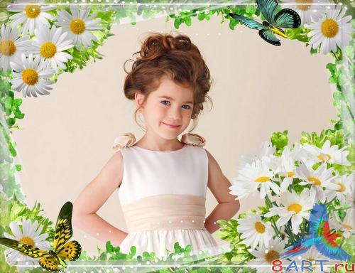 Яркая рамочка на оформления фото почти ромашками Яркая рамочка на оформления фото почти ромашками