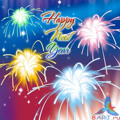 Fireworks Happy New Year PSD Template