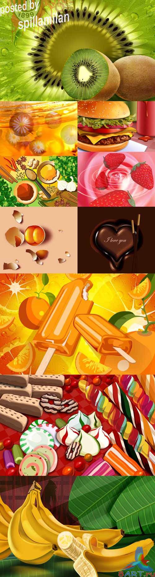Collection of fruits and sweets Psd Sources for Photoshop