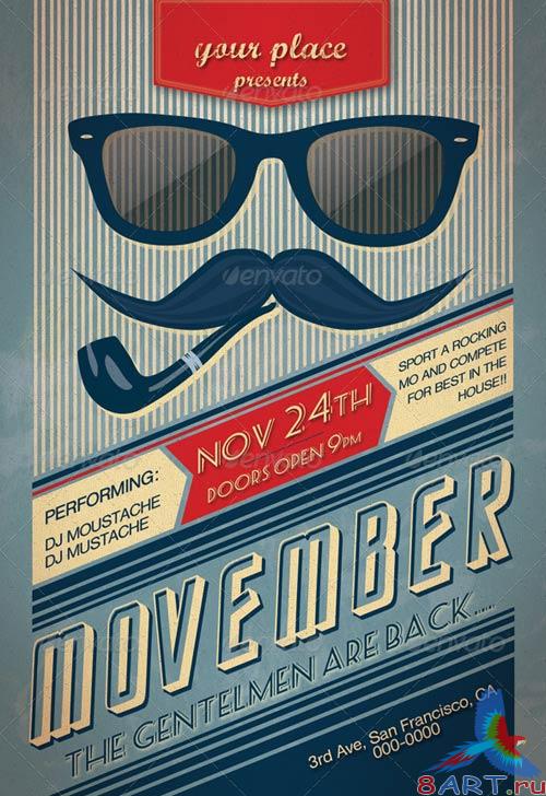 GraphicRiver Movember Retro Party Flyer GraphicRiver Movember Retro Party Flyer