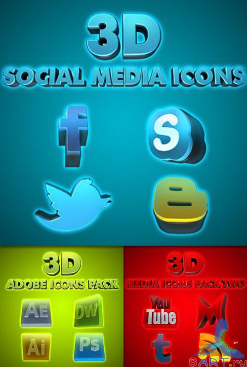 PSD Template - 3D Media Icons Pack