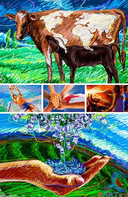 PSD Illustrations - Drawings briefly 5