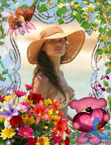 Рамочки ради оформления фото - цветы равно бабочки Рамочки ради оформления фото - цветы равно бабочки