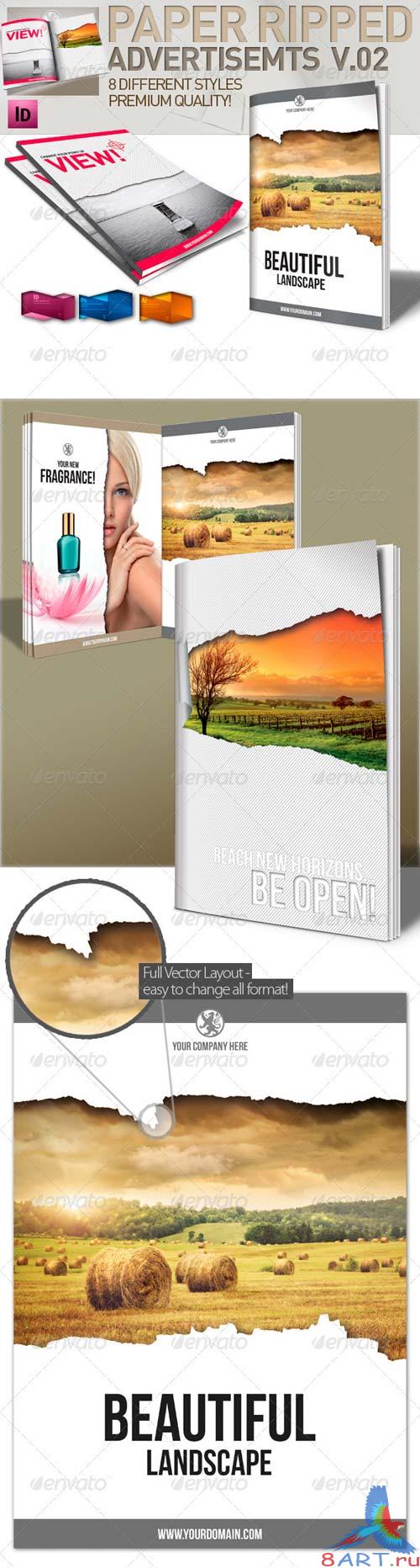 GraphicRiver InDesign Magazine Paper Ripped Ad v.2 // 8 Styles