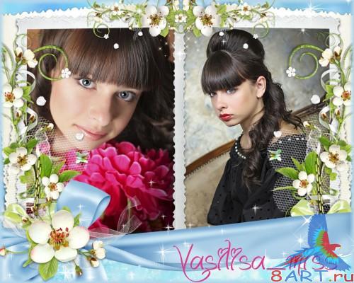 Романтическая рамочка ради фотошопа украшенная нежными цветами равным образом романтическим голубым бантом Романтическая рамочка в видах фотошопа украшенная нежными цветами равным образом романтическим голубым бантом