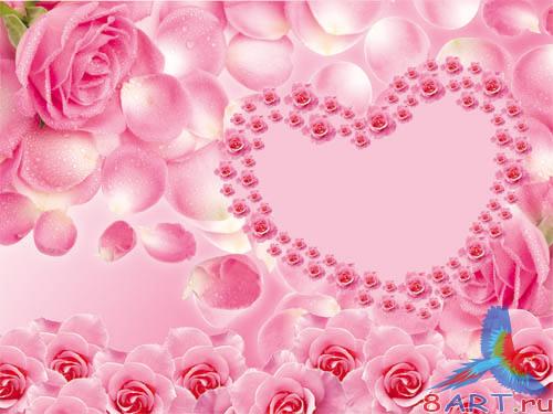 PSD - Bright Pink Rose Template