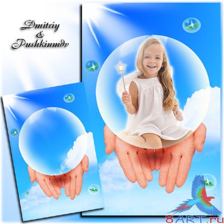 Фоторамка - женщина в течение шаре Фоторамка - женщина на шаре