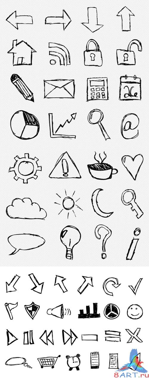 MediaLoot Hand-Drawn Sketch Icon Set - Part I - Part II
