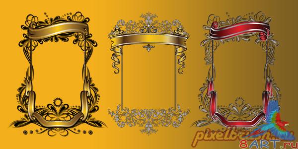 3 Golden Frames - Три многослойных шаблона в течение формате Photoshop 3 Golden Frames - Три многослойных шаблона в течение формате Photoshop