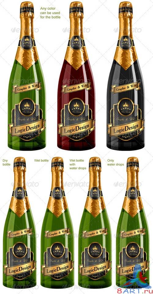 GraphicRiver Bottle Champagne Mock Up GraphicRiver Bottle Champagne Mock Up