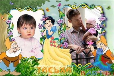 Фоторамка - Белоснежка также 2 гнома Фоторамка - Белоснежка также 2 гнома