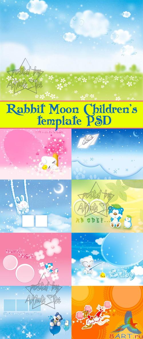 Rabbit Moon Children's template PSD